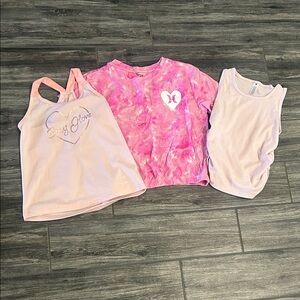 Hurley Pink and White Kids Tank Top Set